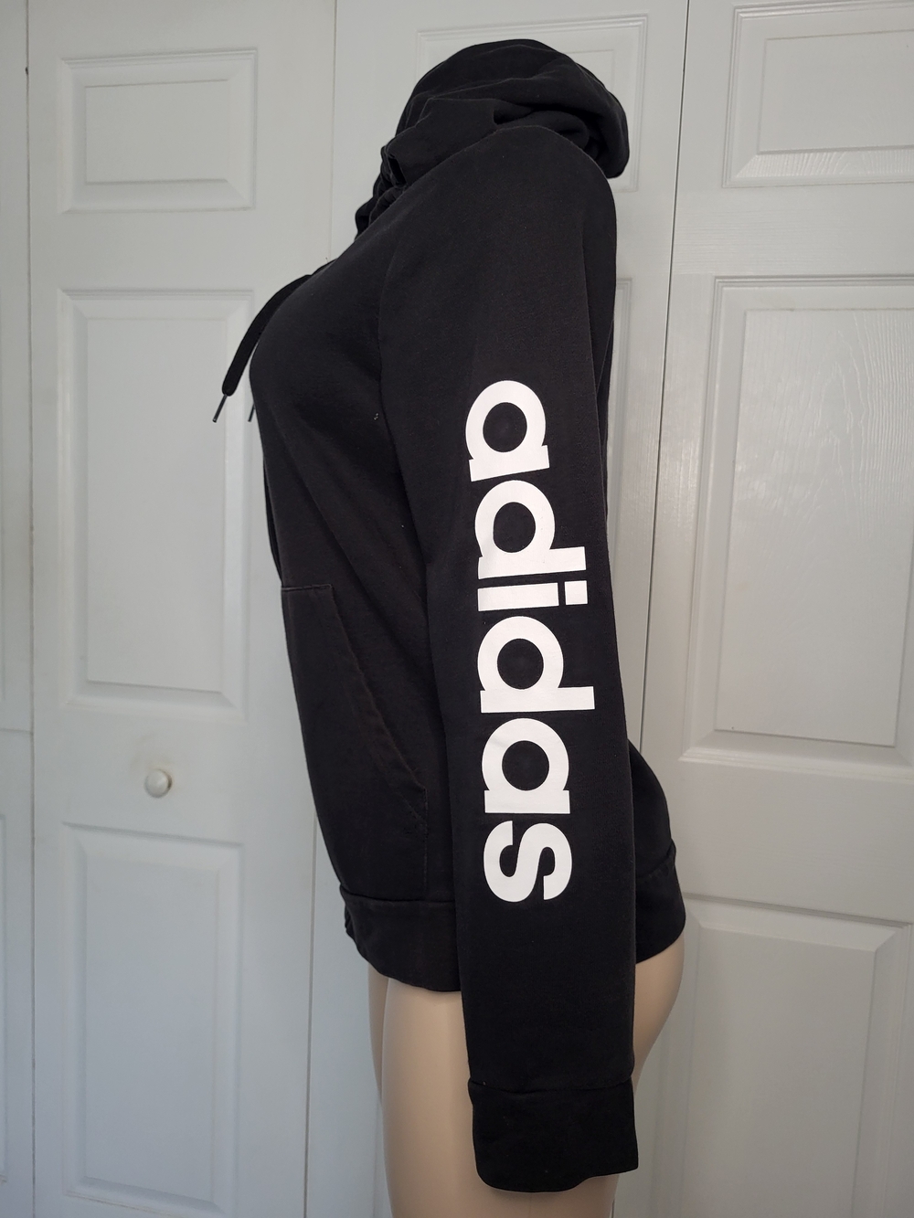 Adidas Women’s Black Logo Sleeve Hoodie